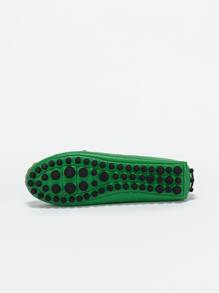 Women's Fashionable Green Ballet Flats With Solid Color, Stitch Detailing And Butterfly Decoration On The Vamp Valentines