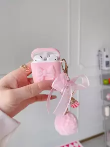 1 Cute Silicone Bow Lace Fur Ball Earphone Case