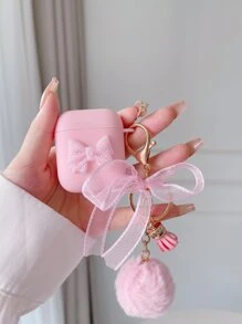 1 Cute Silicone Bow Lace Fur Ball Earphone Case