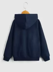 SHEIN 男孩籃球和標語圖案落肩袖連帽衫