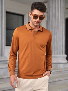 Manfinity Men Solid Polo Shirt - Brown - View 3