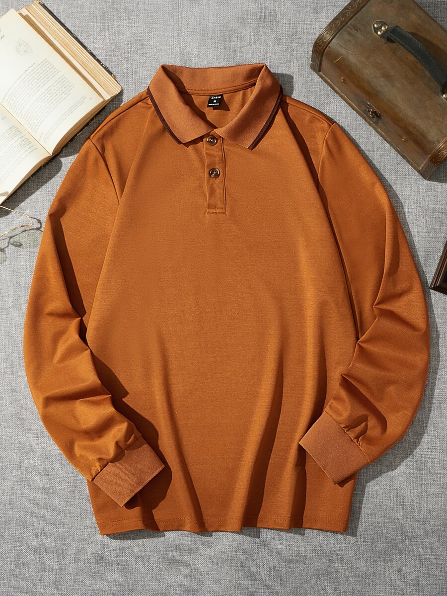 Manfinity Men Solid Polo Shirt - Brown - View 1