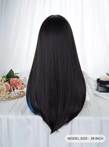 alicegarden 1 件合成耐热、长直发假发，多色假发，带刘海，28 英寸长，全机器编织日常自然逼真假发圣诞装饰新年 Y2k 圣诞装饰礼物闪购派对闪购特价（不包括配饰） - 彩色 - 查看 6