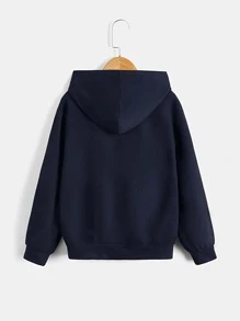 SHEIN Tween Boy Reflective Gamepad Print Sweatshirt - Navy Blue - View 2