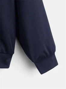 SHEIN Tween Boy Reflective Gamepad Print Sweatshirt - Navy Blue - View 5