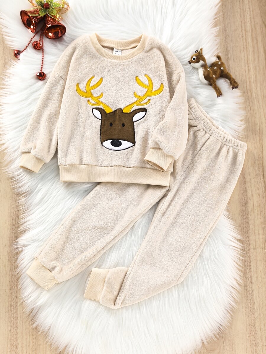 Bebé Conjunto de pijama ciervo con bordado - Albaricoque - Ver 1