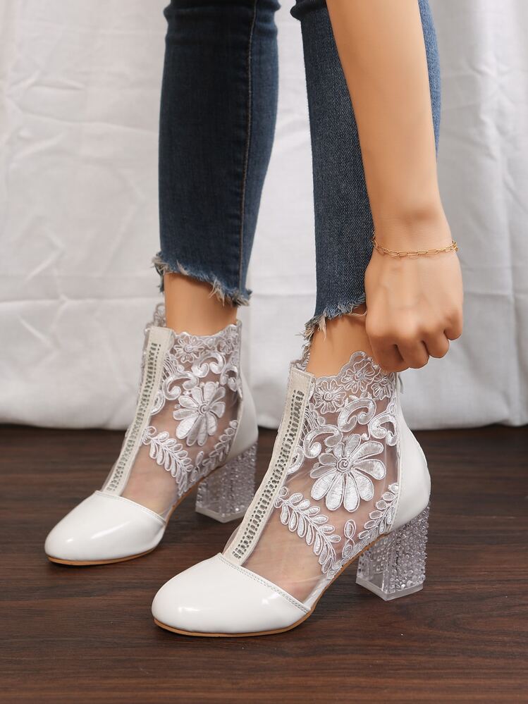 Escarpins à bout pointu et talon aiguille avec en relief peau de serpentt, chaussures à talons hauts élégantes pour femmes avec imprimé crocodile noir, assorties aux robes blanches/noires - Blanc - Voir 3