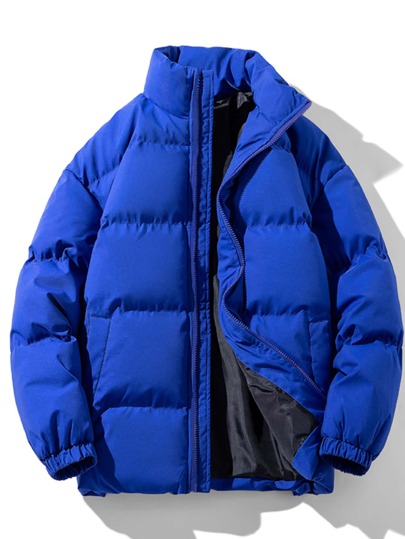 معطف مبطن بجيوب مائلة مقاس كبير للرجال