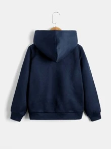 SHEIN 十二歲到十六歲男孩反光幾何印花保暖連帽衛衣