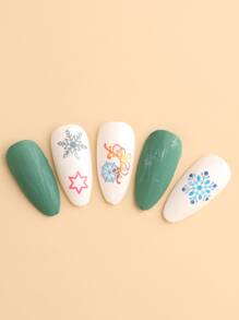 FULL BEAUTY Christmas 12sheets Snowman & Snowflake Pattern Nail Art Decoration - Multicolor - View 2