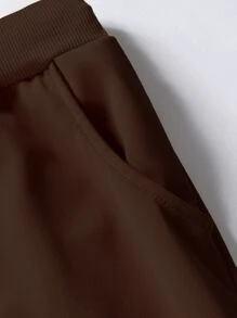 Manfinity Hypemode Men Tropical And Letter Graphic Joggers - Coffee Brown - View 5