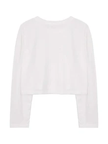 素色落肩袖短款T恤 - 白色 - 查看 2