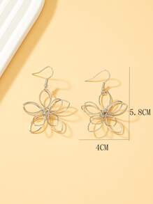 鏤空花耳墜 - 銀色 - 查看 5