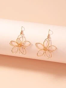 Hollow Out Flower Drop Earrings - Rose Gold - View 2
