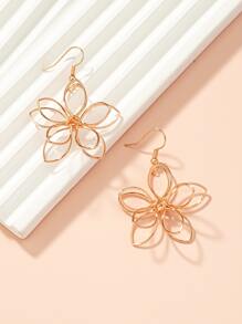 Hollow Out Flower Drop Earrings - Rose Gold - View 5