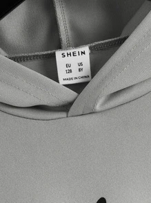 SHEIN Boys Letter Graphic Hoodie & Sweatpants - Light Grey - View 4