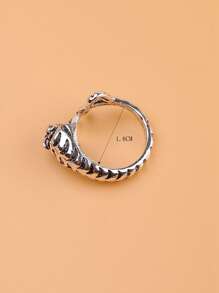 老虎設計開口戒指 - 復古銀色 - 查看 3