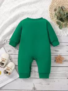 男婴休闲小熊字母刺绣连体衣 - 綠色 - 查看 2