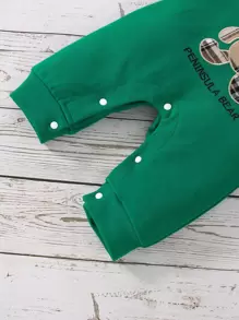 男婴休闲小熊字母刺绣连体衣 - 綠色 - 查看 3