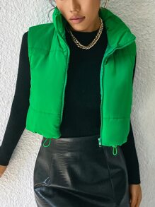 SHEIN Essnce Drawstring Hem Puffer Vest Coat