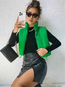 SHEIN Essnce Drawstring Hem Puffer Vest Coat