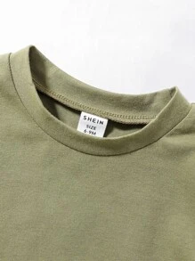 男嬰字母貼布T恤帶運動短褲 - 軍綠色 - 查看 4