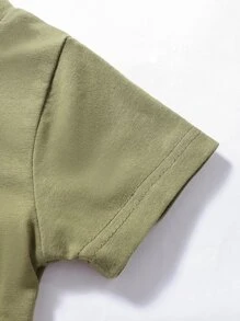 男嬰字母貼布T恤帶運動短褲 - 軍綠色 - 查看 7