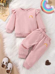 Bộ đồ Em bé Thêu Xù Hoạt hình Dễ thương - Bụi hồng - Xem 1