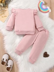 Bộ đồ Em bé Thêu Xù Hoạt hình Dễ thương - Bụi hồng - Xem 2