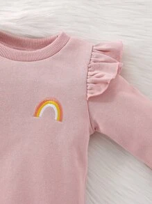 Bộ đồ Em bé Thêu Xù Hoạt hình Dễ thương - Bụi hồng - Xem 3