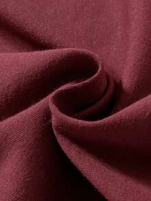 Baby Boy Letter Patched Tee With Track Shorts - Burgundy - View 6