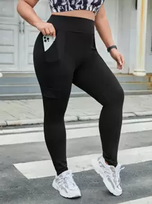 Yoga Basic Plus Tummy Control Sports Leggings - Black - View 1