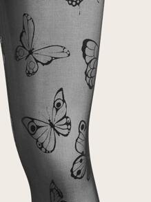 ROMWE Goth Medias con patrón de mariposa - Negro - Ver 5