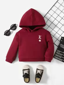 SHEIN Baby Boy Playing Card Print Sweatshirt - Burgundy - View 1