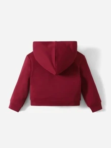 SHEIN Baby Boy Playing Card Print Sweatshirt - Burgundy - View 2