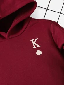 SHEIN Baby Boy Playing Card Print Sweatshirt - Burgundy - View 4