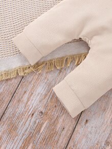 Baby Boy Bear Embroidery Overall Jumpsuit - Apricot - View 4