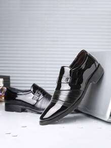 Men Slip On Monk Strap Shoes - Black - View 1