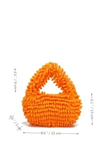 Túi Satchel màu kẹo mềm mịn mềm mại, Túi xách nữ phong cách Y2K, Ví du lịch đi nghỉ cho bé gái, Ví cầm tay quyến rũ dễ thương, Túi đeo vai lau nhà - trái cam - Xem 5