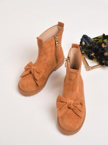 Girls Faux Suede Bow Decor Boots - Burnt Orange - View 4