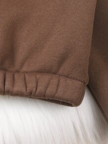 SHEIN 適合十幾歲女生的字樣圖案高領保暖毛衣和運動長褲 - 咖啡棕 - 查看 3