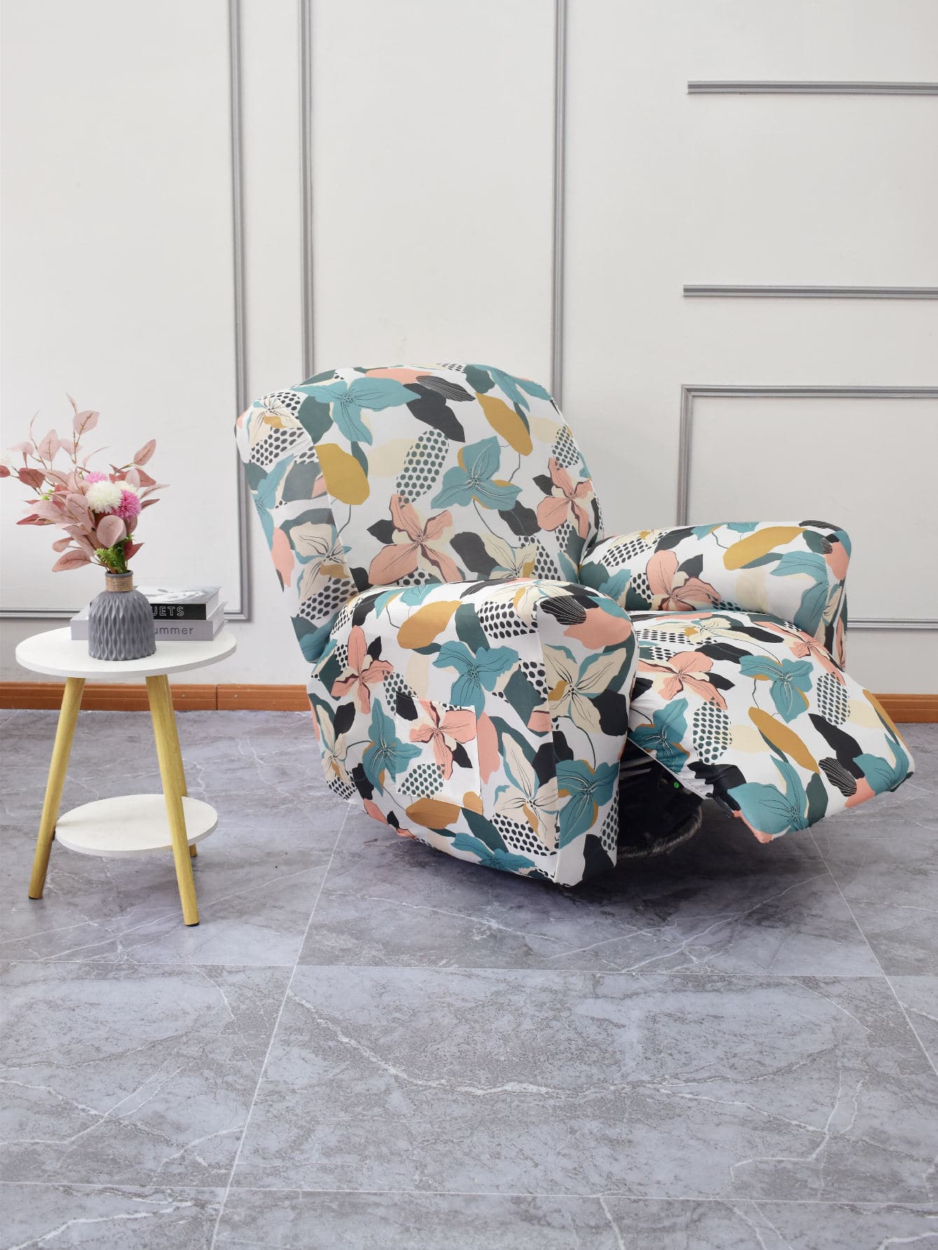 4 cái in hoa co giãn Ghế tựa - Nhiều màu - Xem 1