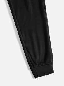 SHEIN PETITE Slant Pocket Drawstring Sweatpants - Black - View 5