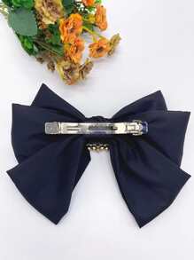 Trang trí bằng đá Rhinestone & Nơ Kẹp tóc kiểu Pháp thanh lịch cho ngày lễ tình nhân Kẹp tóc ngày lễ tình nhân Kẹp tóc trượt Kẹp tóc - màu đen - Xem 2