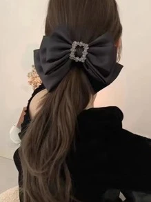 Trang trí bằng đá Rhinestone & Nơ Kẹp tóc kiểu Pháp thanh lịch cho ngày lễ tình nhân Kẹp tóc ngày lễ tình nhân Kẹp tóc trượt Kẹp tóc - màu đen - Xem 4