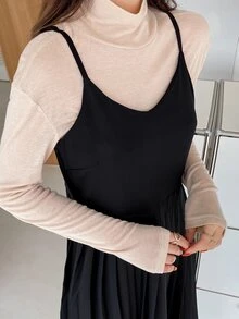 DAZY Đầm Xếp li màu trơn Giải trí - màu đen - Xem 7