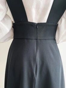 DAZY Zip Back Suspender Dress Without Blouse - Dark Grey - View 7