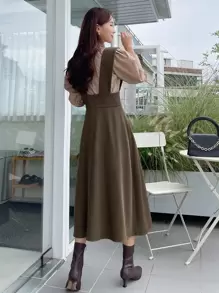 DAZY Đầm Dây kéo màu trơn Sẵn sàng - màu nâu - Xem 2