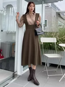 DAZY Đầm Dây kéo màu trơn Sẵn sàng - màu nâu - Xem 3