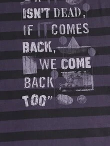 WB Horror | ROMWE Striped Slogan Graphic Cami Dress - Multicolor - View 7